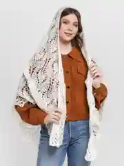 Молочный шаль из пряжи ангора, ручная работа