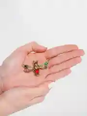 Бронзовый брошь женская - Стрекоза бронза/серебро