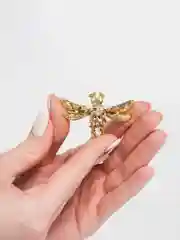 Бронзовый брошь женская - Стрекоза бронза/серебро
