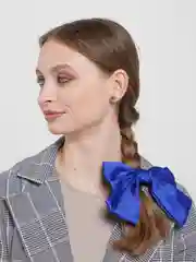 Синий бант для волос, на заколке, атласный, 20 цветов