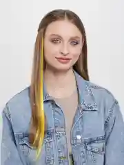 Локон накладной, прямой волос, на заколке, 50 см, 5 гр, цвет жёлтый