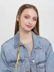 Локон накладной, прямой волос, на заколке, 50 см, 5 гр, цвет жёлтый