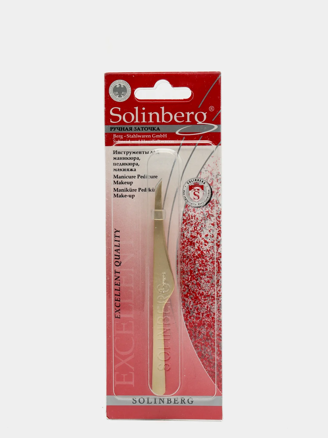Пинцет для бровей Solinberg G805 Германия  ручная заточка, золото