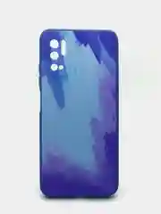 Голубой чехол силиконовый с акварельным принтом и защитой камеры для Xiaomi Poco M3 Pro (редми)