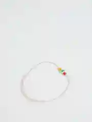 Золотой браслет белая нить с буквой / Инициал цветные , Handmade