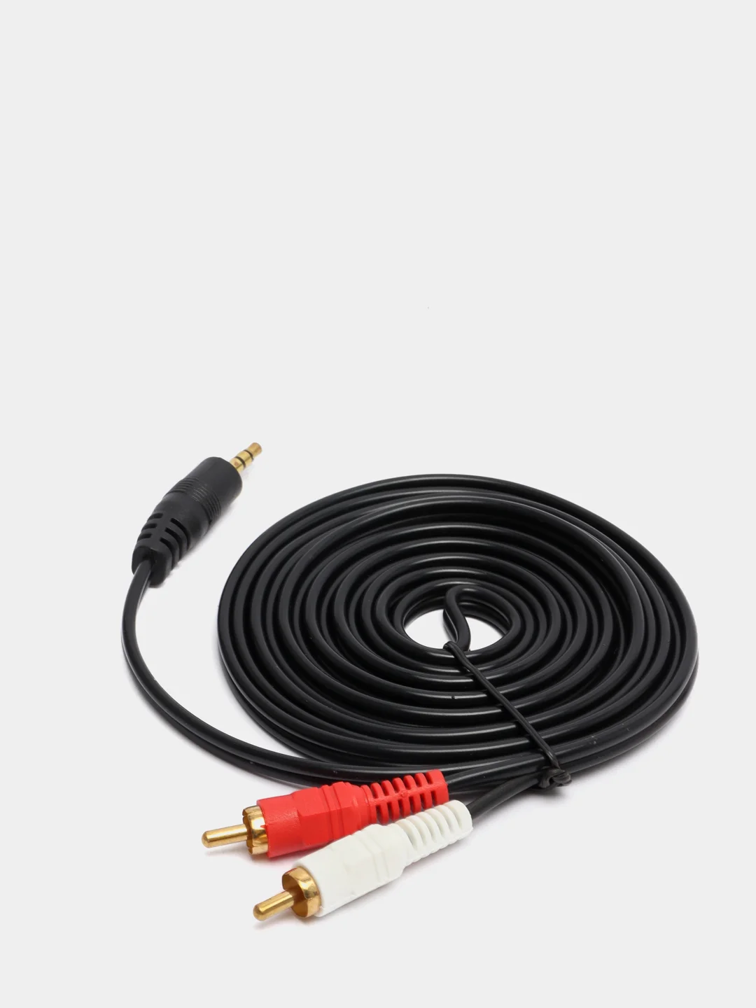 Угольный аудио кабель AUX тюльпаны 3.5 мм RCA 2 (папа) - 3.5 Jack (папа), от 1м и до 20м