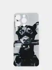 Серый силиконовый чехол на iPhone 13 / Айфон 13 прозрачный, с рисунком, защита камеры