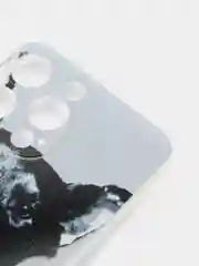 Серый силиконовый чехол на iPhone 13 / Айфон 13 прозрачный, с рисунком, защита камеры