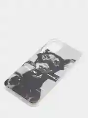 Серый силиконовый чехол на Apple iPhone 11 / Айфон 11 прозрачный, с рисунком, защита камеры