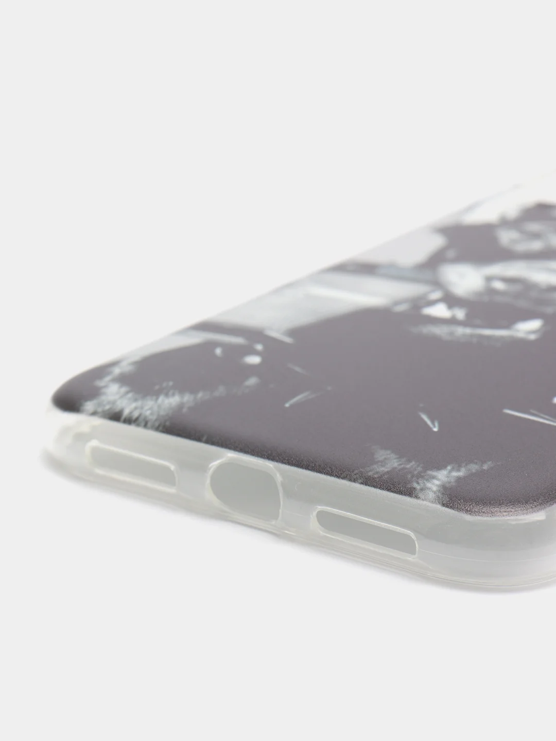Серый силиконовый чехол на Apple iPhone 11 / Айфон 11 прозрачный, с рисунком, защита камеры