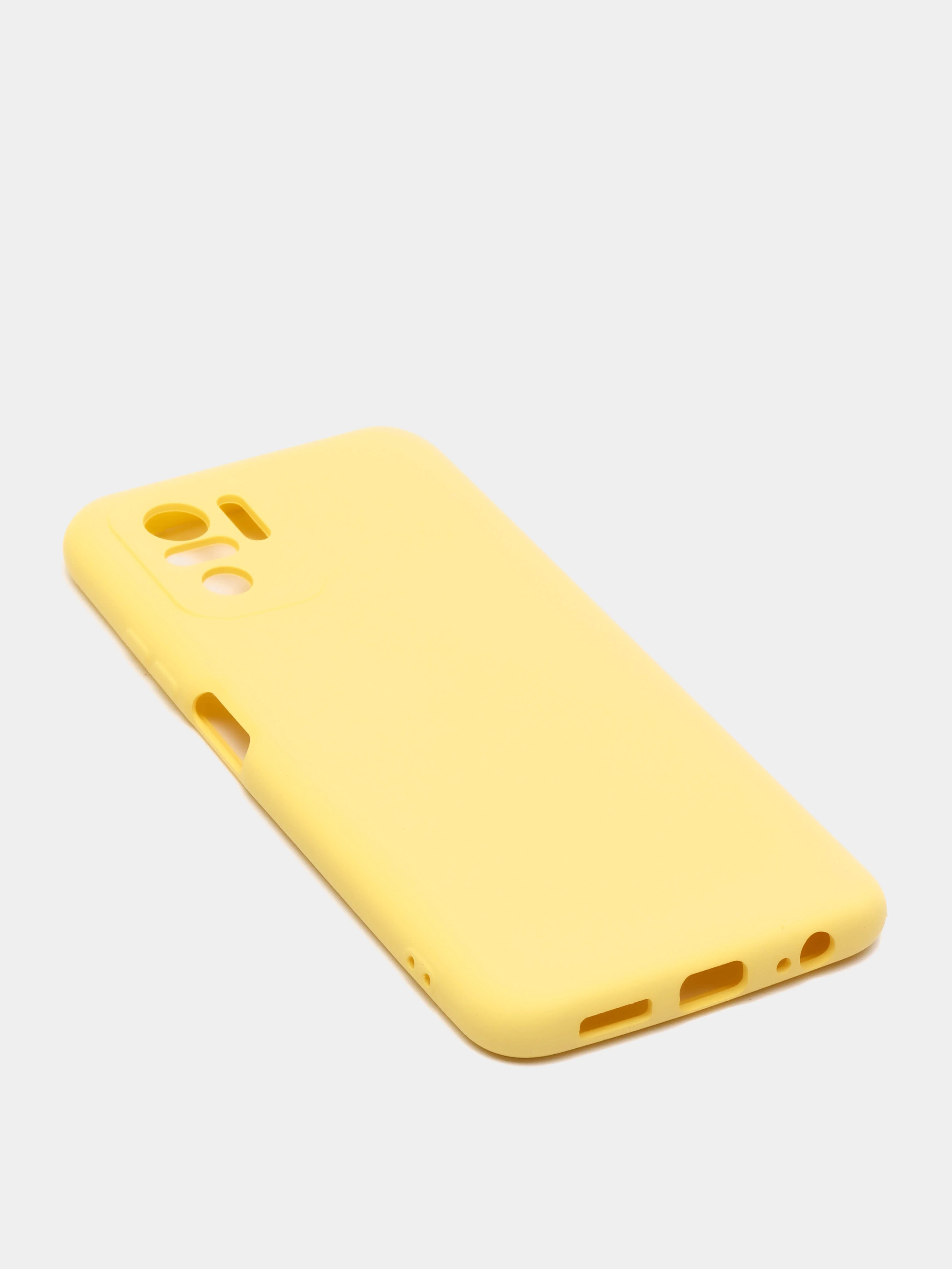 Желтый чехол с защитой камеры и бархатом внутри Xiaomi POCO M5S / Redmi Note 10, Redmi Note 10s