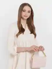 Розовый женская текстурная сумка с модной цепью