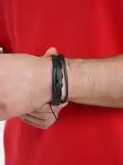 Черный браслет кожаный, мужской, 22 вида