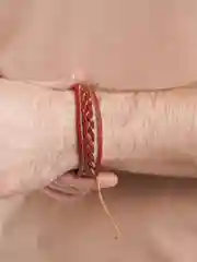 Серый металлик браслет кожаный, мужской, 22 вида