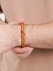 Бежевый браслет кожаный, мужской, 22 вида