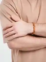 Бежевый браслет кожаный, мужской, 22 вида
