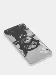 Серый силиконовый чехол на Samsung Galaxy A32 / Самсунг А32 прозрачный с рисунком, защита камеры