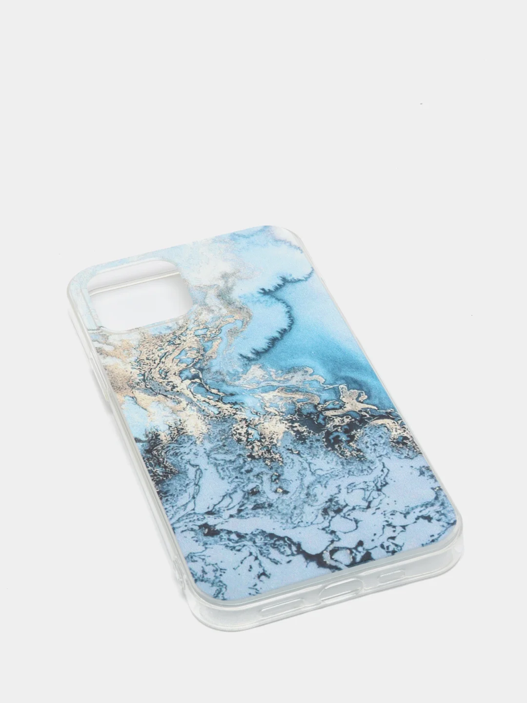 Голубой силиконовый чехол на Apple iPhone 12/12 Pro / Айфон 12/12 Pro прозрачный, с рисунком