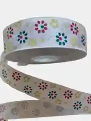 Белый лента репсовая с рисунком, 25 мм, 2 метра