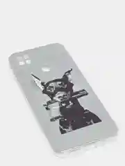 Серебряный силиконовый чехол на Xiaomi Redmi 9C / Сяоми Редми 9С прозрачный с рисунком, защита камеры
