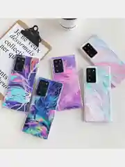Зеленый чехол для Samsung A12, A22, A51, A52, A72, S20FE, S21FE, S22 цветы, голограмма