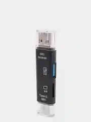 Черный картридер OTG 5 в 1, с портом USB Type-C и Micro USB