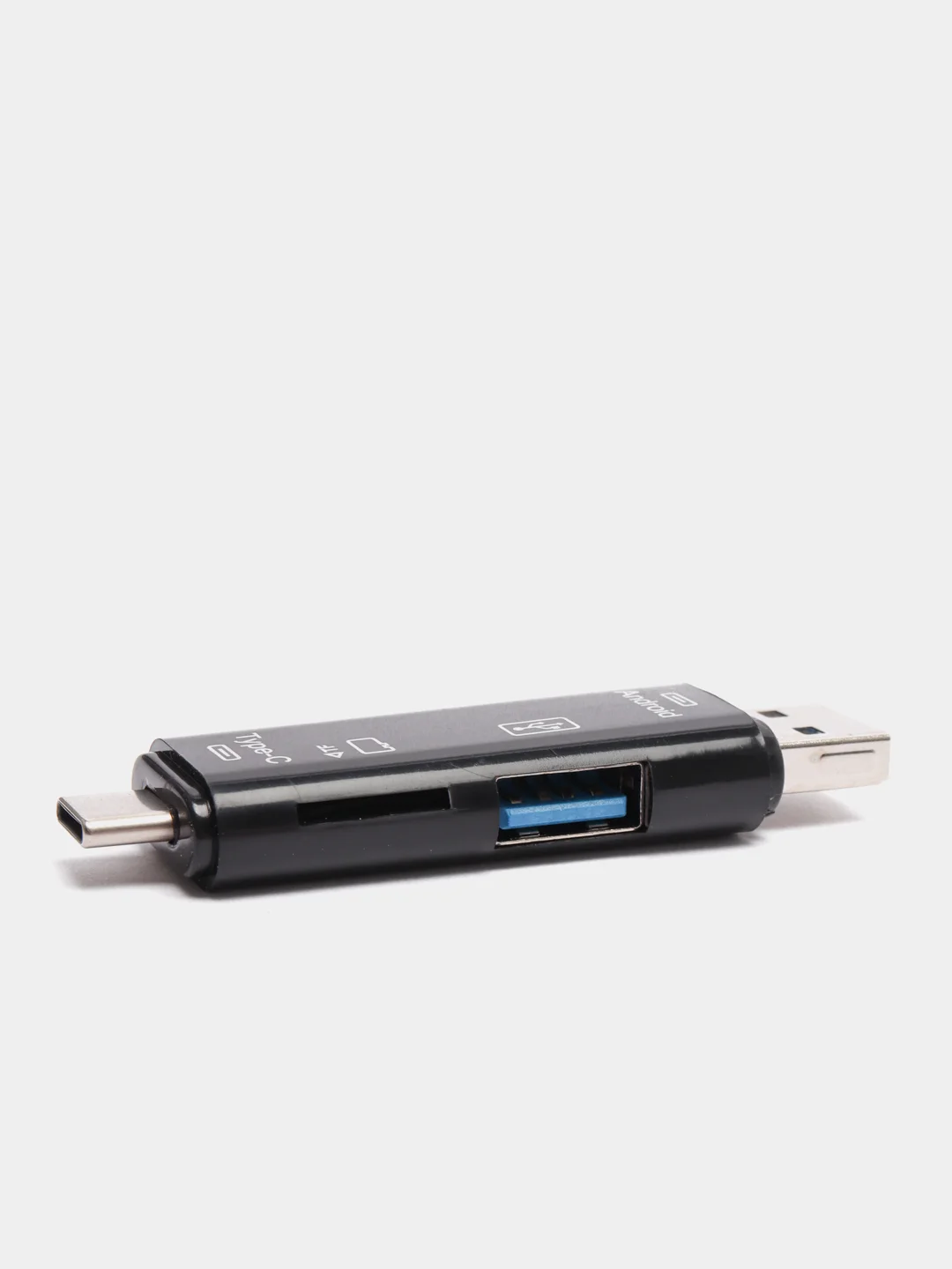 Черный картридер OTG 5 в 1, с портом USB Type-C и Micro USB