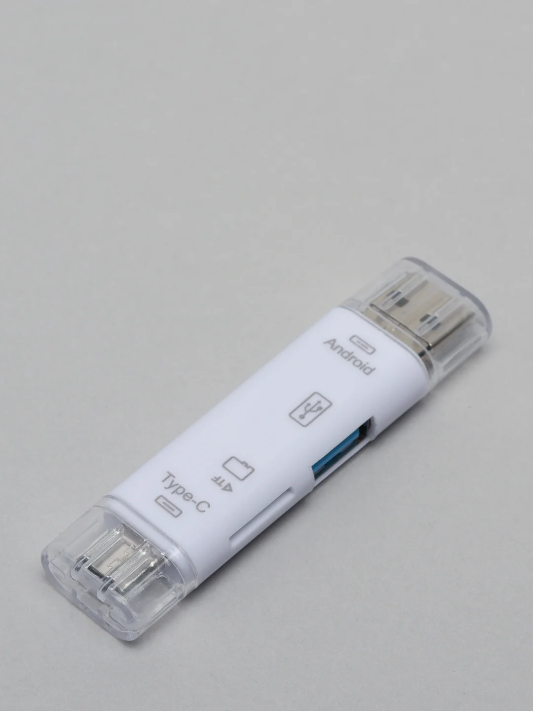 Белый картридер OTG 5 в 1, с портом USB Type-C и Micro USB