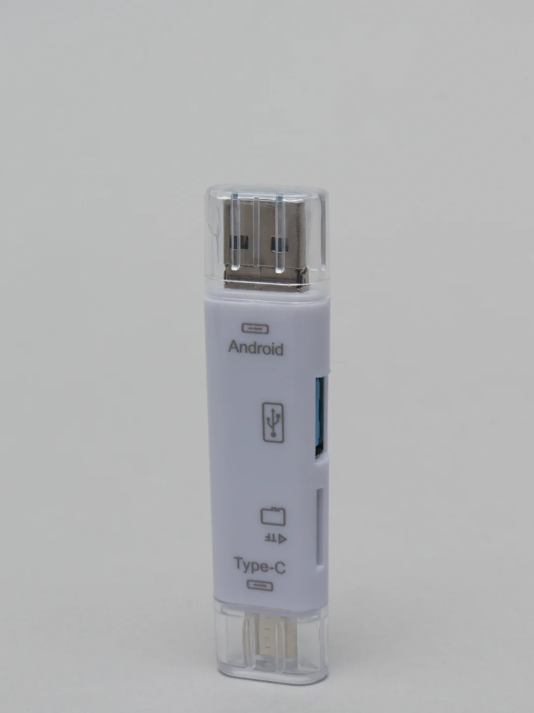 Белый картридер OTG 5 в 1, с портом USB Type-C и Micro USB