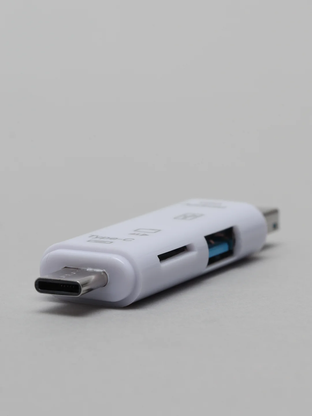 Белый картридер OTG 5 в 1, с портом USB Type-C и Micro USB