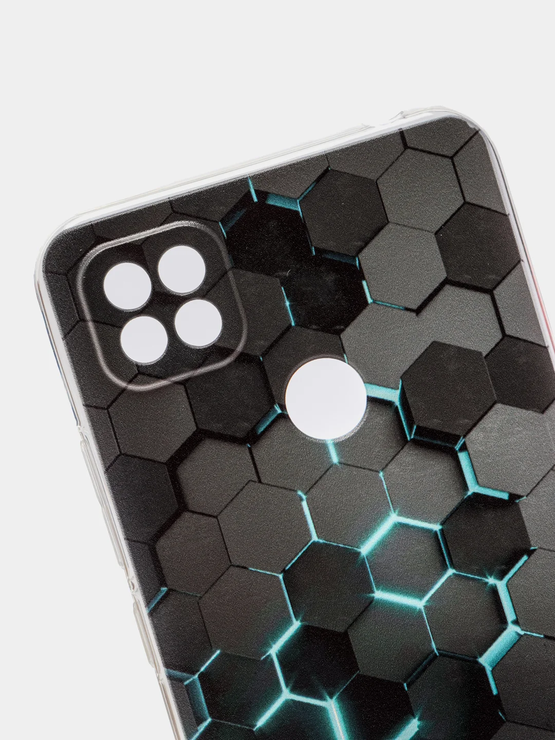 Бирюзовый силиконовый чехол на Xiaomi Redmi 9C / Сяоми Редми 9С прозрачный с рисунком, защита камеры