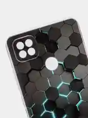 Бирюзовый силиконовый чехол на Xiaomi Redmi 9C / Сяоми Редми 9С прозрачный с рисунком, защита камеры