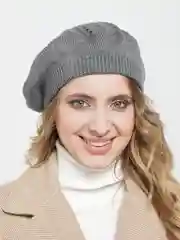 Серый берет ажурный Аглая, женская шапка бини