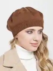 Бежевый берет ажурный Аглая, женская шапка бини