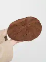 Бежевый берет ажурный Аглая, женская шапка бини