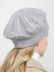 Серый меланж берет ажурный Аглая, женская шапка бини