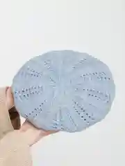 Голубой берет ажурный Аглая, женская шапка бини