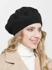 Серый меланж берет ажурный Аглая, женская шапка бини