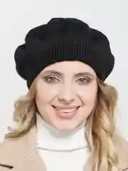 Черный берет ажурный Аглая, женская шапка бини