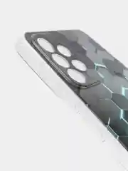 Бирюзовый силиконовый чехол на Samsung Galaxy A32 / Самсунг А32 прозрачный с рисунком, защита камеры