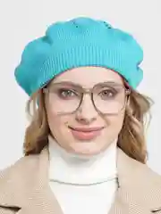 Лазурный берет ажурный Аглая, женская шапка бини