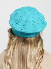 Лазурный берет ажурный Аглая, женская шапка бини
