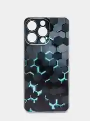 Бирюзовый силиконовый чехол на iPhone 13 / Айфон 13 прозрачный, с рисунком, защита камеры