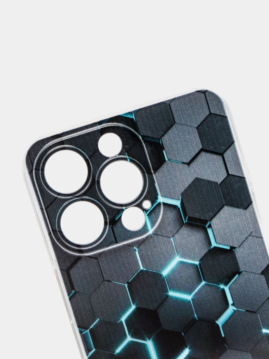 Бирюзовый силиконовый чехол на iPhone 13 / Айфон 13 прозрачный, с рисунком, защита камеры