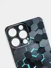Бирюзовый силиконовый чехол на iPhone 13 / Айфон 13 прозрачный, с рисунком, защита камеры