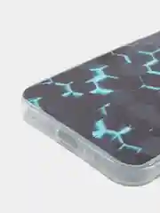 Бирюзовый силиконовый чехол на iPhone 13 / Айфон 13 прозрачный, с рисунком, защита камеры