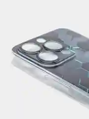 Бирюзовый силиконовый чехол на iPhone 13 / Айфон 13 прозрачный, с рисунком, защита камеры