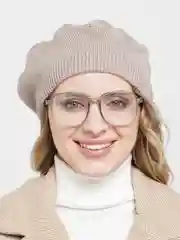 Светло-бежевый берет ажурный Аглая, женская шапка бини