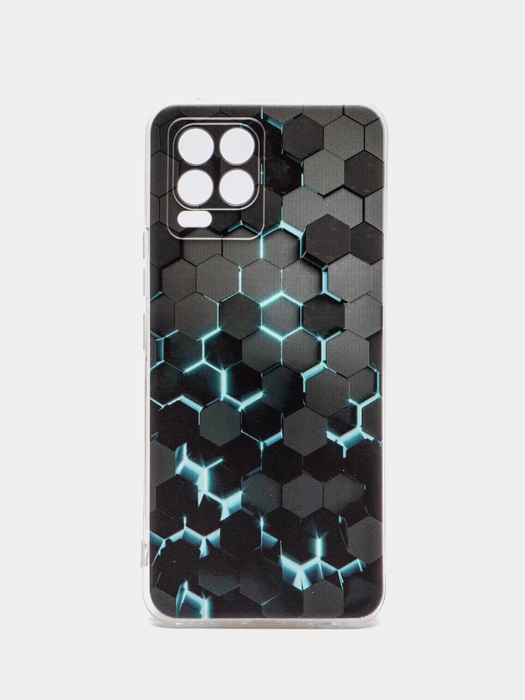 Бирюзовый силиконовый чехол на Oppo Realme 8/8 Pro / Оппо Реалми 8/8 Про прозрачный, с рисунком