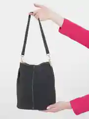 Черный женская сумка с матовой тканью